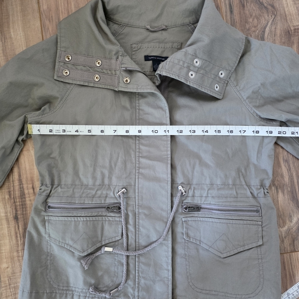 Tommy Hilfiger Gray Green Utility Jacket with Collared Neckline - Picture 7 of 10